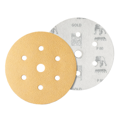 Фото товара "GOLD Шлифовальный бумажный диск, специальный оксид алюминия, 7 отверстий, 150 мм, Р220"