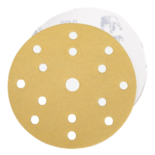 Фото товара "GOLD Шлифовальный бумажный диск, специальный оксид алюминия, 15 отверстий, 150 мм, Р80"